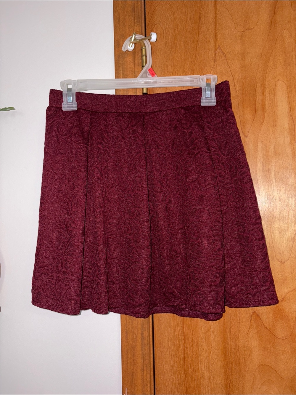 Joe B Burgundy Textured Skater Skirt